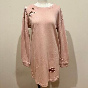 Almost Famous Long Sleeve Ripped Sweater Tunic Dress Size M